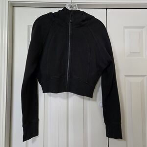 Black Cropped Zip-Up Hoodie